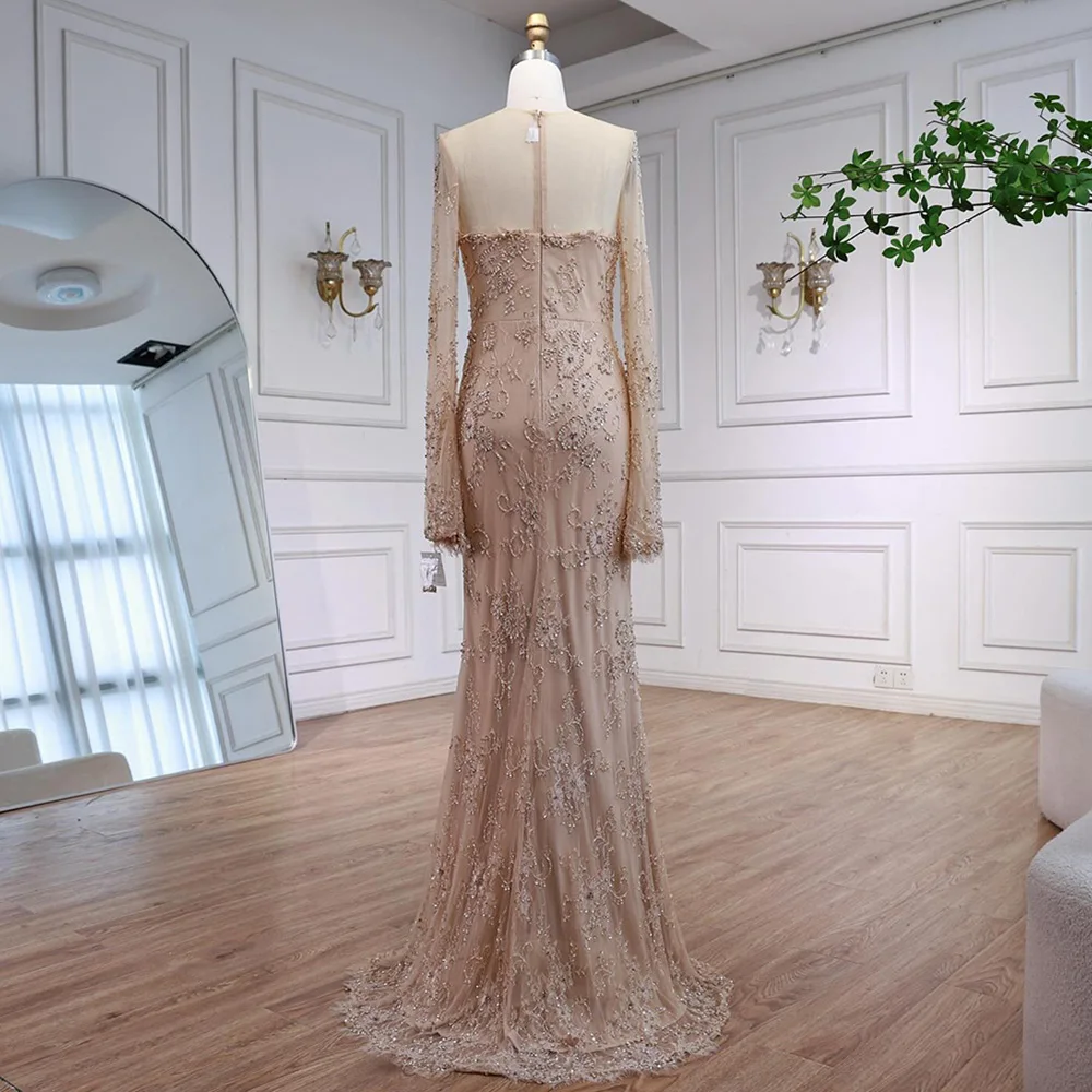 carolina herrera beaded dress Champagne Strapless Shimmer Mermaid Horsehair Prom Dress main image 0