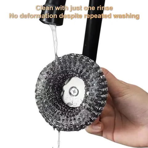 5PCs Stainless Steel Cleaning Brushes Cleaning Dishes Stock Pots Pans Griddles Grills Tool Steel Wool Scrubber With Handle