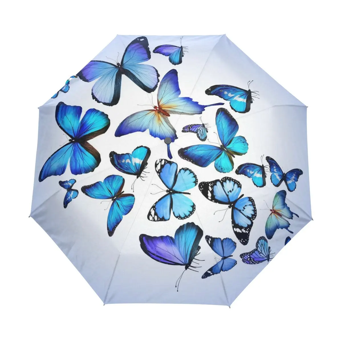 Flying Butterfly Travel Umbrellas Shiny Insect Folding Rain Umbrella Windproof Compact Lightweight for Teens Adults Women Girls