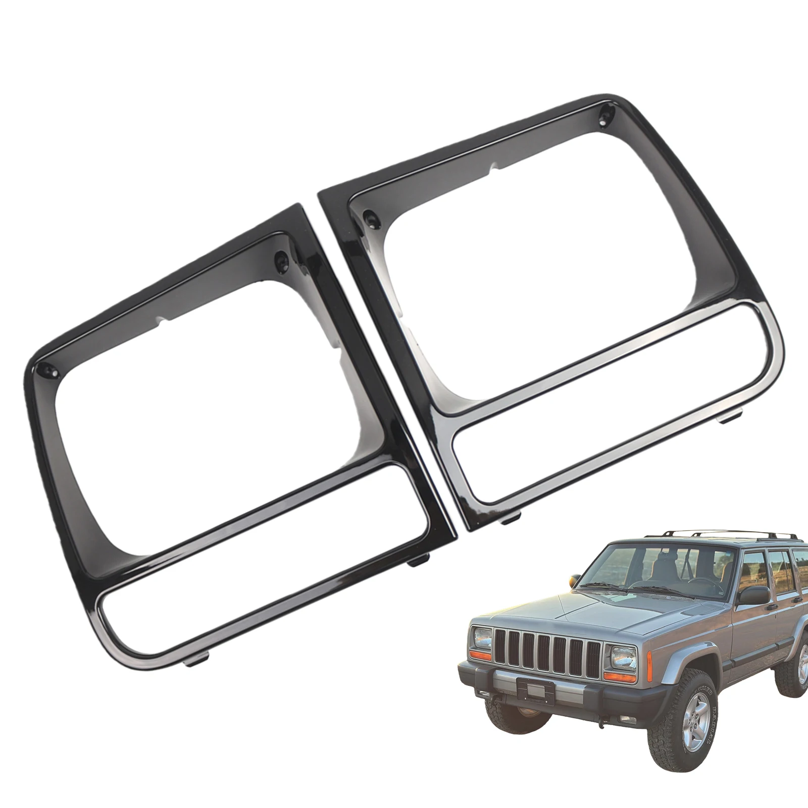 

2Pcs Headlight Decorative Frame 5EM73SW1 Headlight Protection Frame CH2512156 for Cherokee 1998 1999 2000 2001 2002