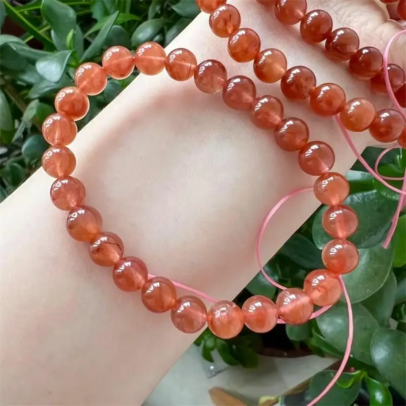 

7 мм натуральный красный кроличий волос кварцевый браслет модные женские исцеляющие украшения драгоценный камень Рейки энергетический камень подарок 1 шт.