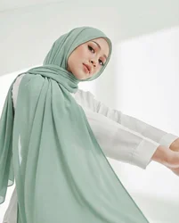 Plain Rhombs Chiffon Hijab Scarf Woman Muslim Hijab Shawls Fashion Tweezers Edge Long Wraps Lady Casual Bandana Islamic Turban