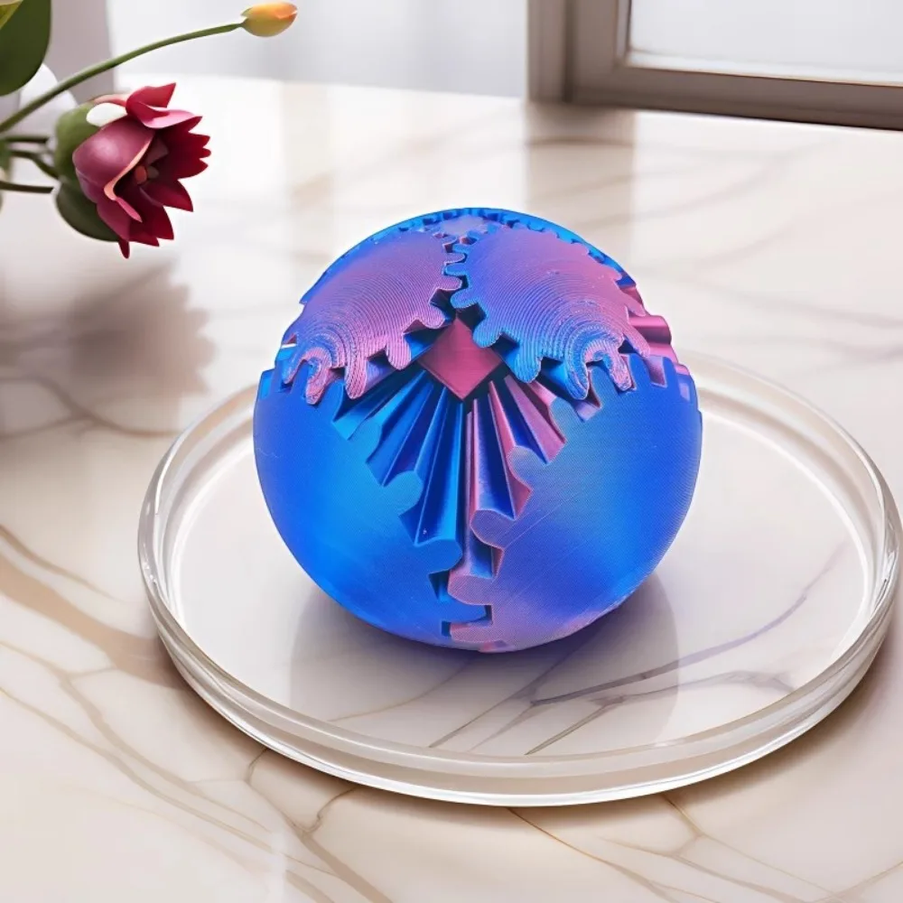 3D Printed Gear Ball Spin Ball Decompression Gear Ball Fingertip Relieve Anxiety Rotating Toy Home Decoration Ball Gift