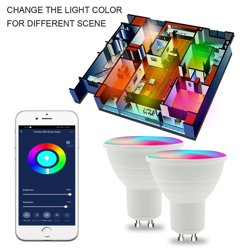 Xiaomi Tuya WIFI Smart Dimmable Bulb GU10 MR16 RGB C+W LED Light Support Alexa Google Assistant Voice Control Smart Life App