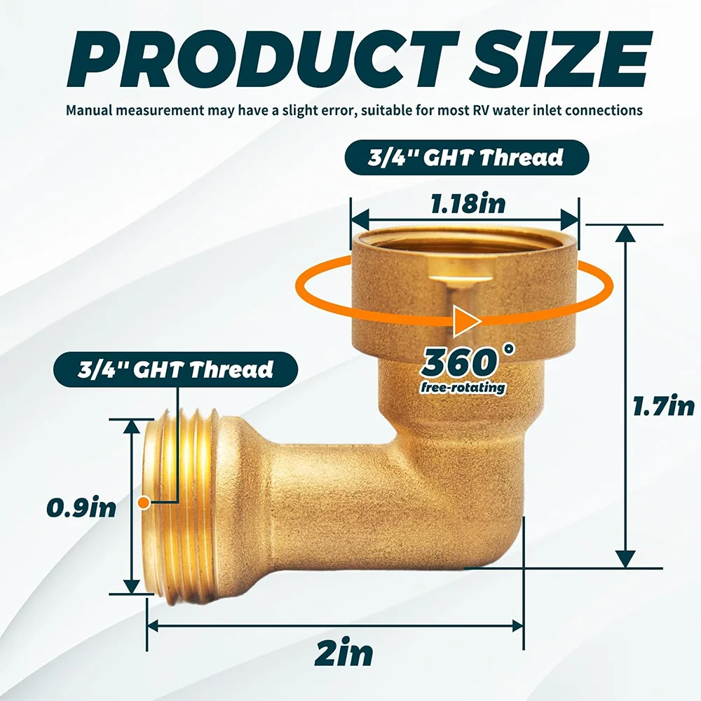 90-Degree Hose Elbow for RVs Connector 3/4