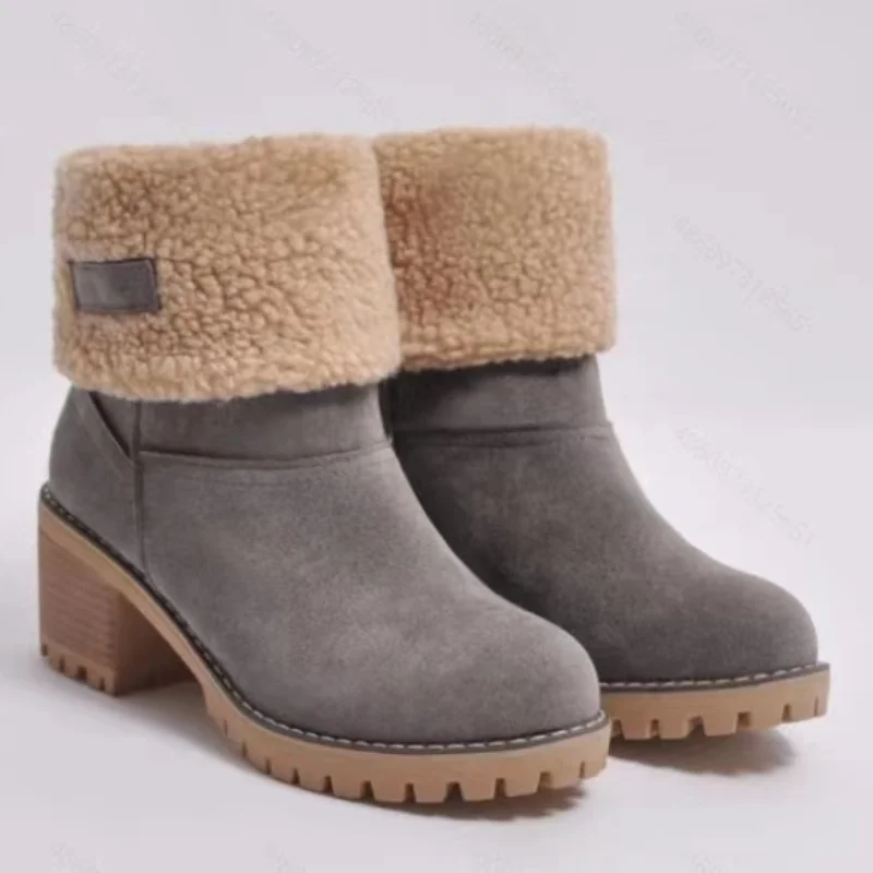 Winter Boots for Women New Snow Keep Warm Fur Booties Comfort Cuffed Wool Ankle Boots Platform Wedges Cotton Shoes Mid Calf Boot