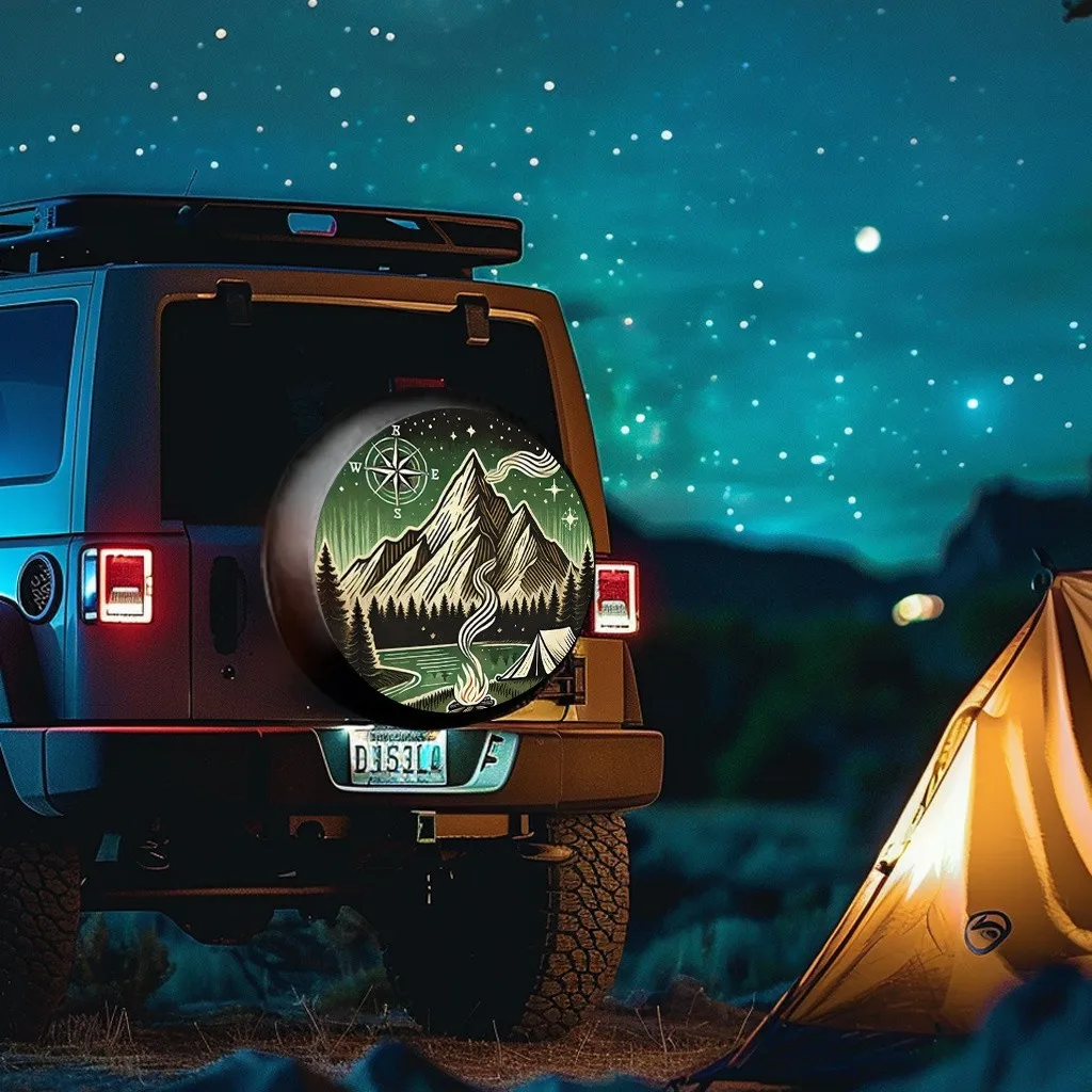 Mountain Camp Spare Tire Cover Windproof Dustproof UV Resistant Elastic Hem for SUV Truck