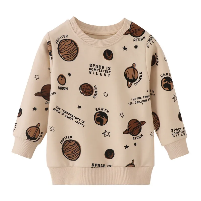 Jumping Meters New Arrival Children's Space Print Boys Girls Sweatshirts Autumn Spring Toddler Clothing Sport Kids Shirts Hooded