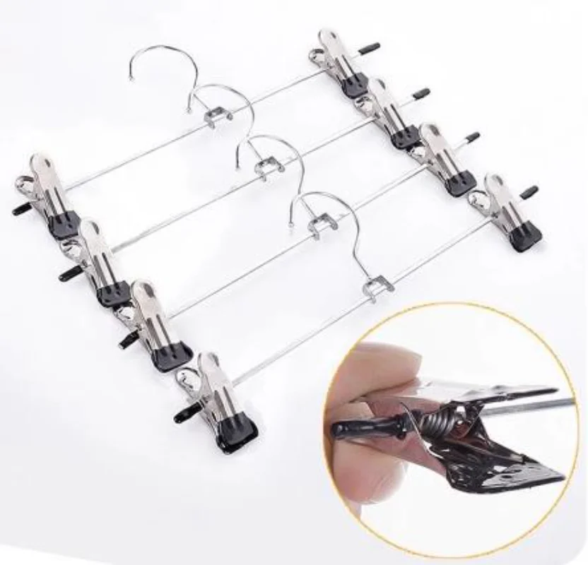 1/10Pcs Multifunctional Stainless Steel Pants Clip Metal Anti-skid Belt Clip Clothes Hanger Pants Hanger Clothes Hanger Wardrobe