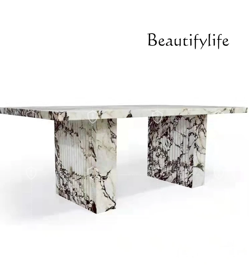 

Natural marble dining table light luxury stone dining table western dining table stone