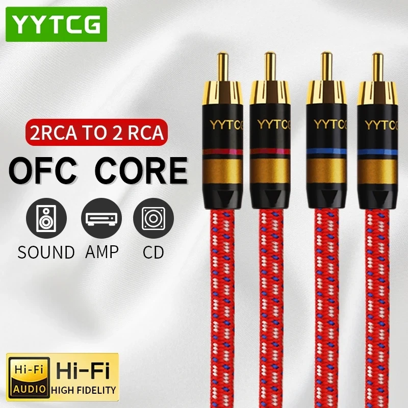 

1 Pair RCA Audio Cable HIFI Stereo OFC 2RCA to 2RCA Interconnect Cable For Amplifier DAC TV DVD High-Performance Premium