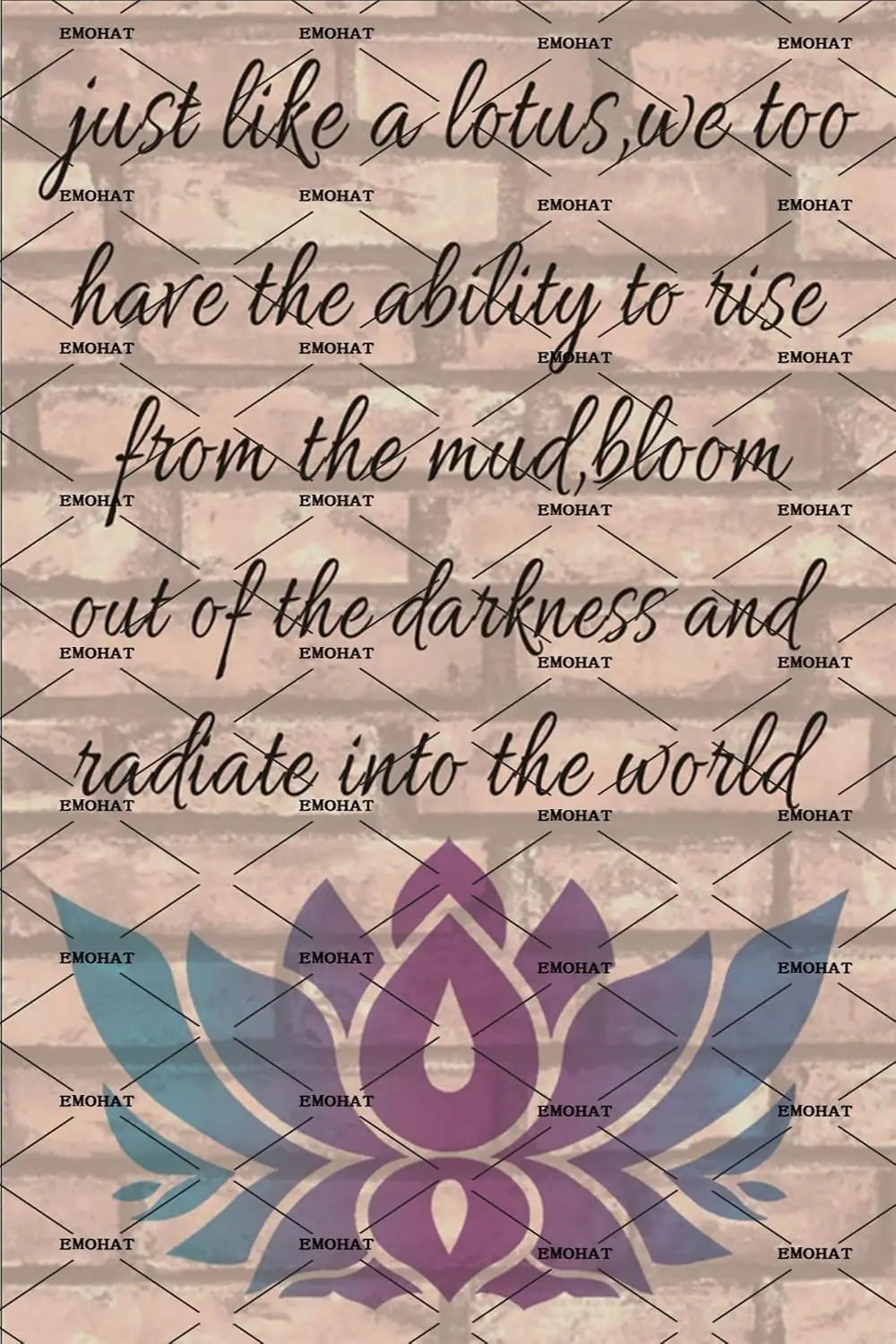 EMOHAT Metal Tin Sign Inspirational Signs Just Like a Lotus We Too Have the Ability to Rise Metal Plaque Lotus Art Poster Office