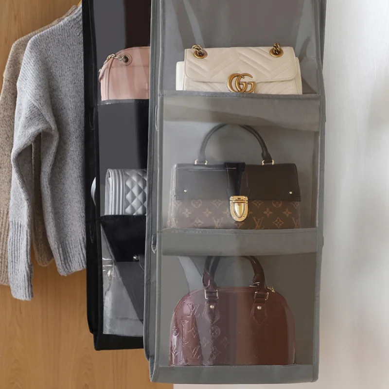 For Wardrobe Closet Transparent Storage Bag Hanging Handbag Organizer Door with Hanger Pouch Wall Clear Sundry Shoe