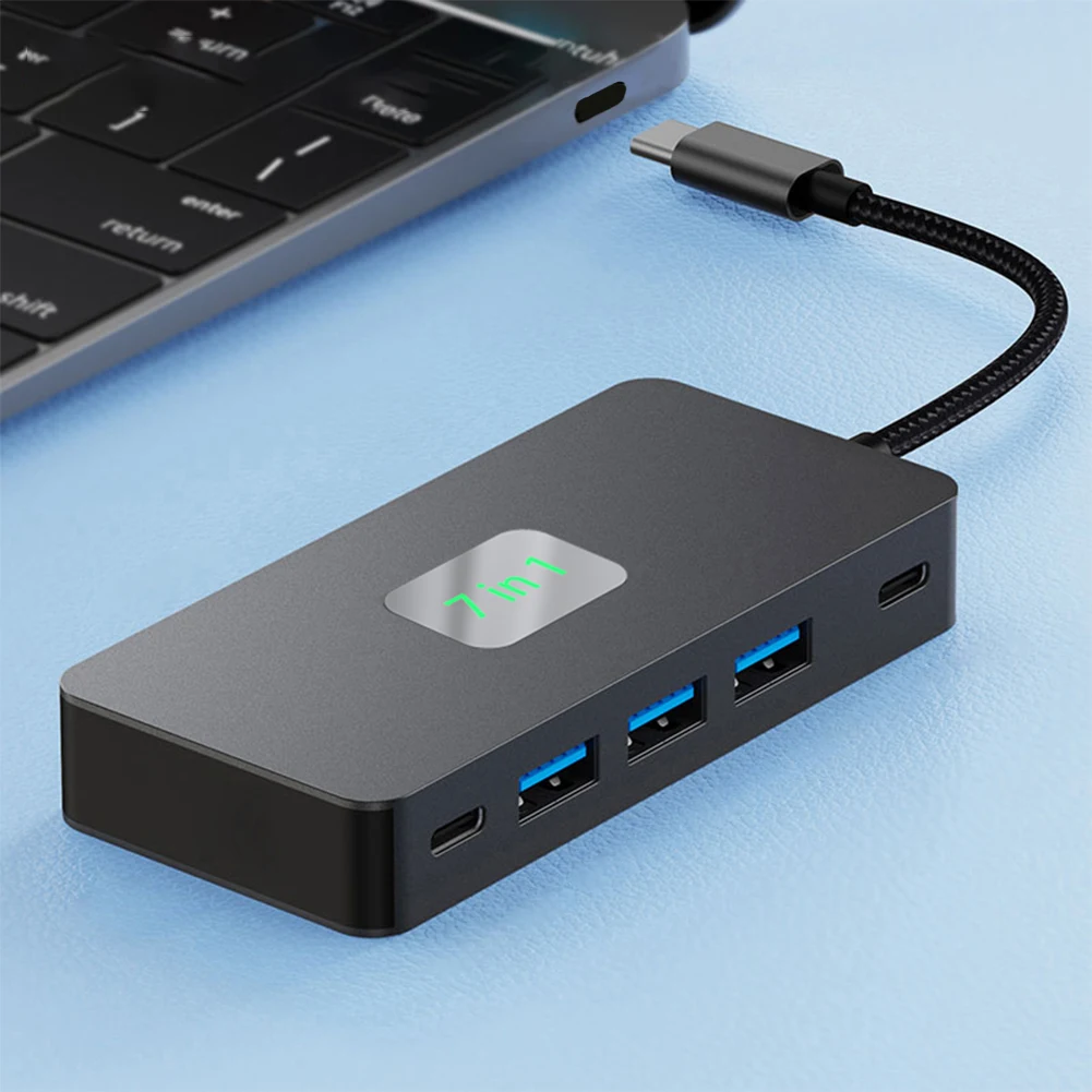 7 in 1 USB C Docking Station Dual HDMI-Compatible Monitor PD 100W USB C Dock 3* USB3.0 & 1*USB-C with 2 4K HDMI-Compatible Ports