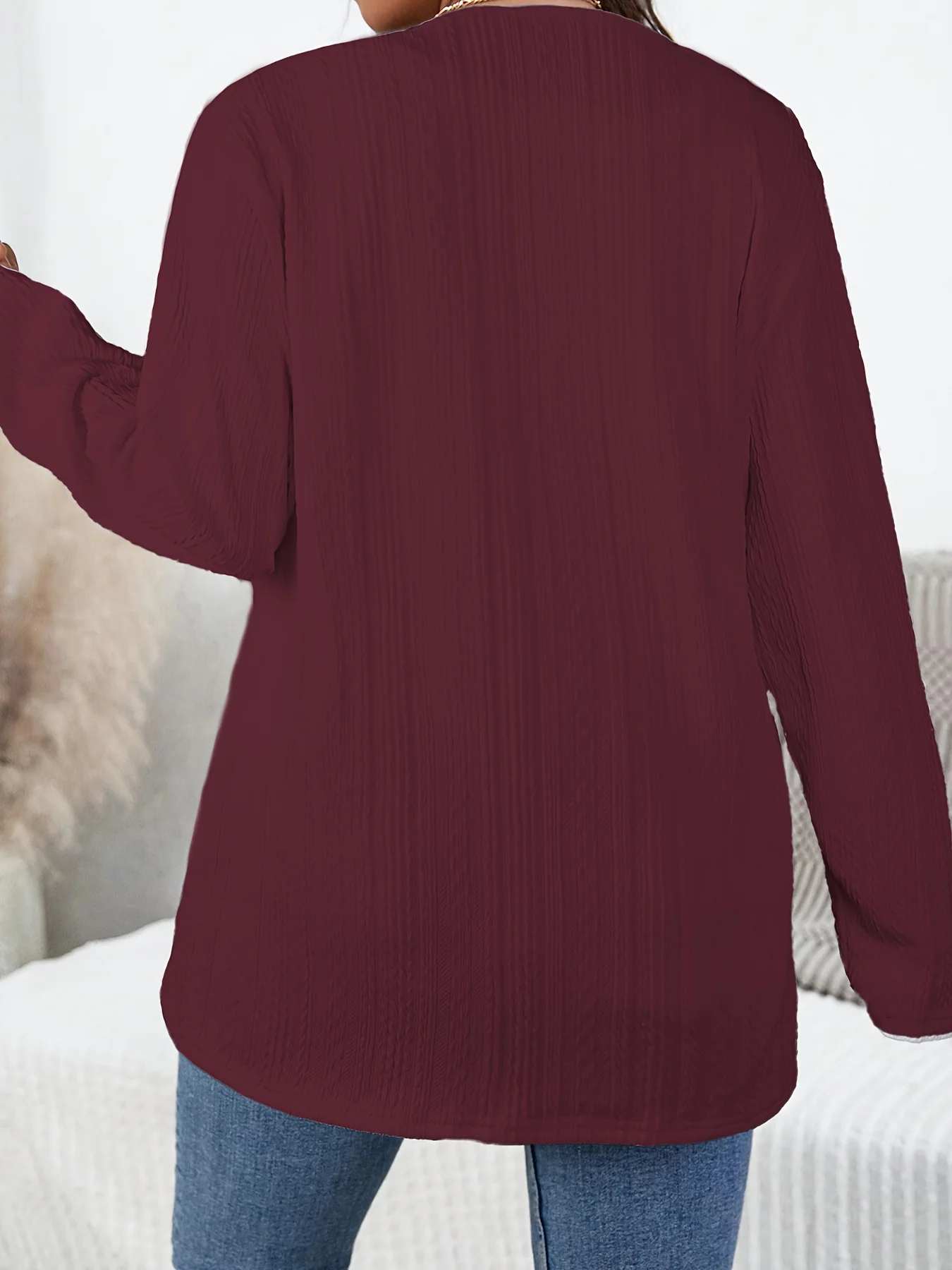 Trendige, gemütliche Damen-Strickjacke in Übergröße mit offener Front und Taschen für mühelosen Stil – Detail 8