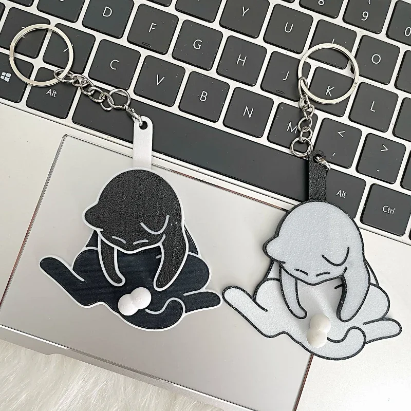 1-40PCS Creative Pull Play Egg Cat Keychain Pendant Cute Rotatable Acrylic Bag Pendant for Women Keyring Purse Car Accessories