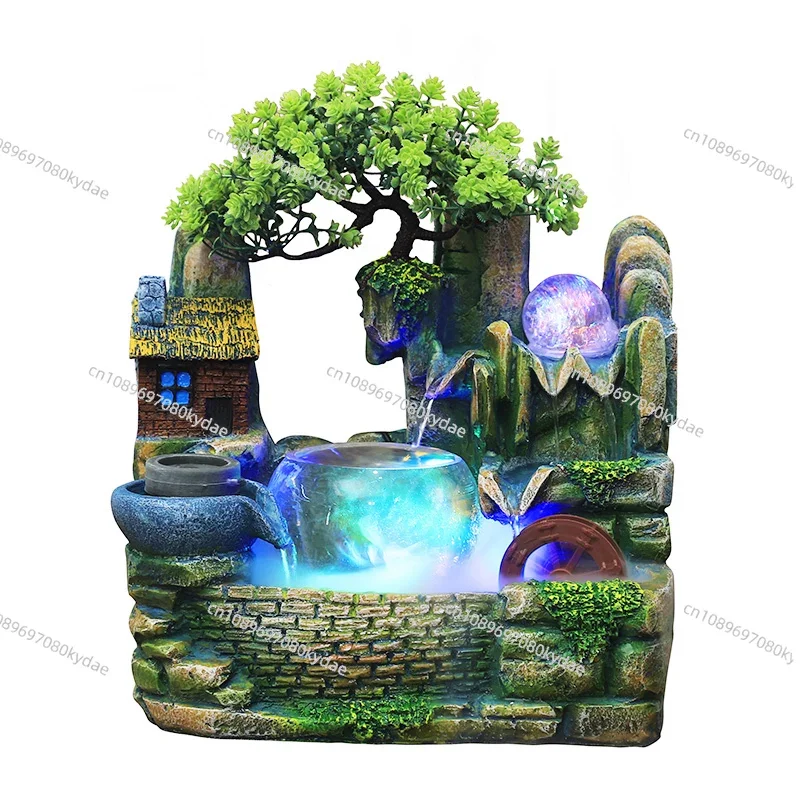 Opening Gift Rockery, Flowing Water Fountain, Feng Shui Wheel, Tabletop, Water Landscape, Wealth Attraction, Living Room Decorat