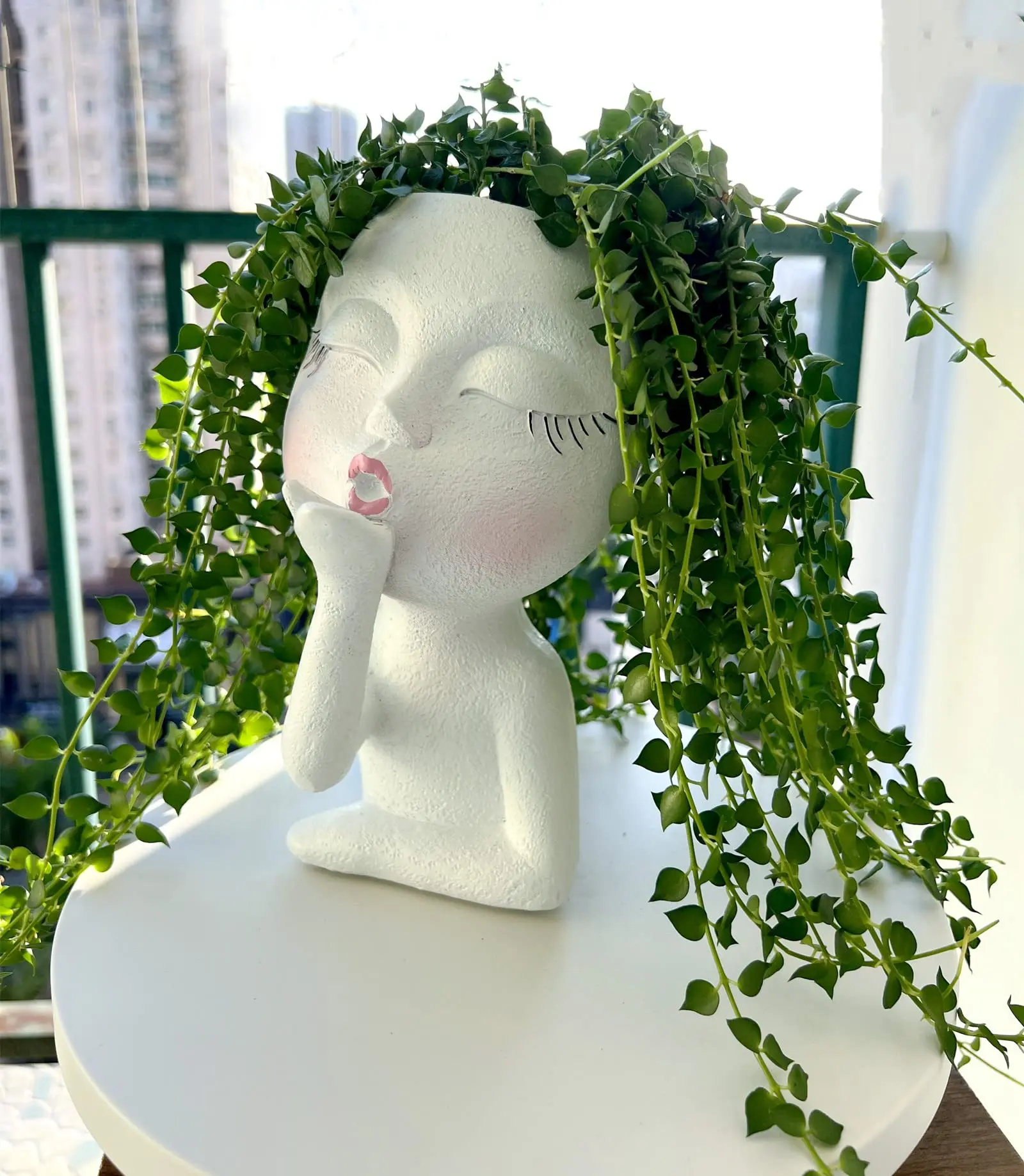 Girls Face Head Flower Planter Succulent Plant Flower Container Pot Flowerpot Home Decor Tabletop Ornament Garden Decoration