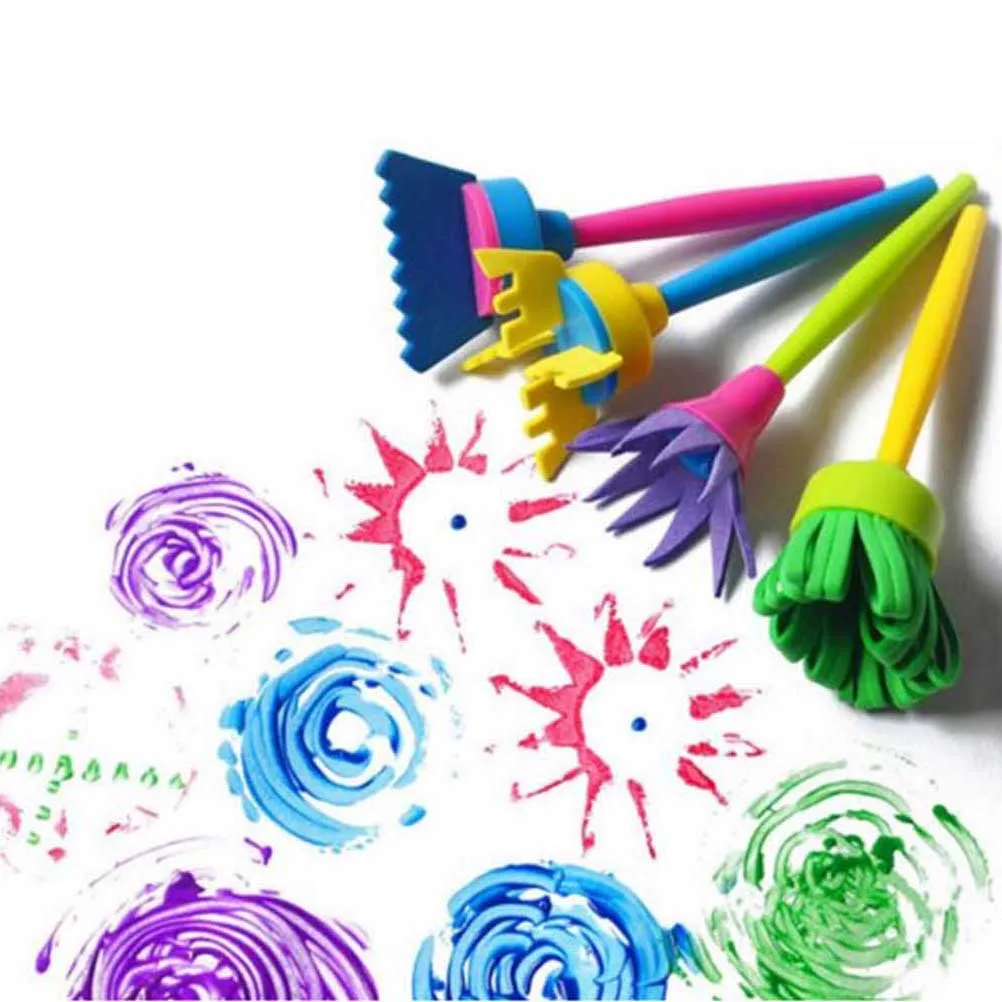

4 Pcs Painting Sponge Brush Roller Sponges Materials Kids Rollers for Child Brushes