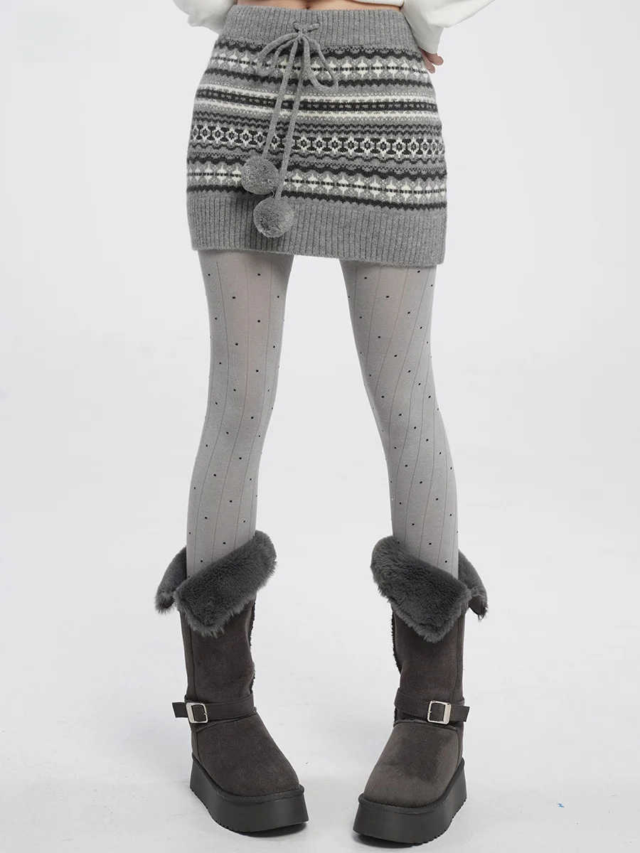 

Вязаная юбка Sweet Sle Fair Isle, короткая облегающая юбка с высокой эластичностью и низкой талией для молодых девушек и женщин