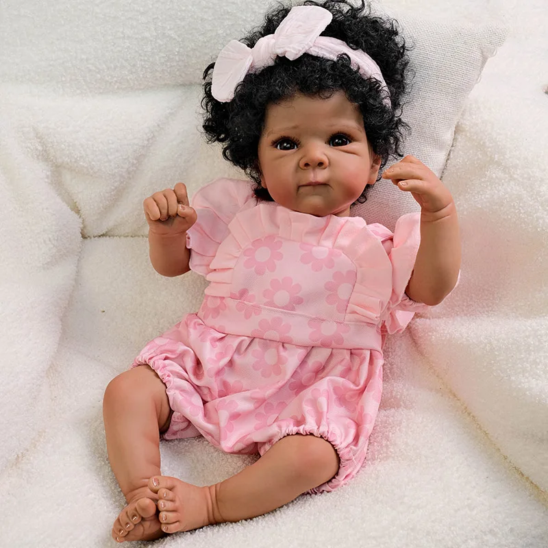 18inch Multiple Styles Choose Dark Skin Bettie Soft Cloth Body Cuddly Lifelike Newborn Reborn Doll 3D Skin with Hand root Hair