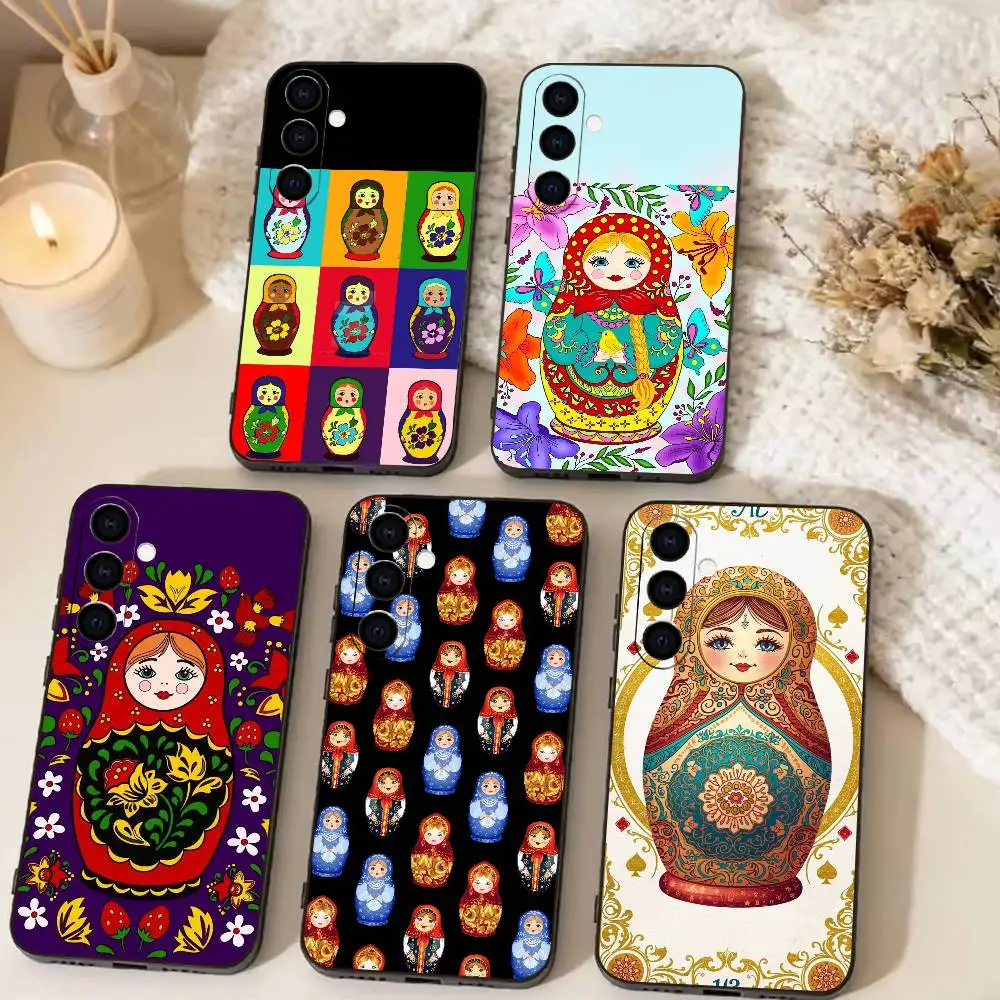 Cute Russian nesting doll  Phone Case Black Silicone Soft For Samsung Galaxy A73,A72,A71,A70,A53,A52,A51