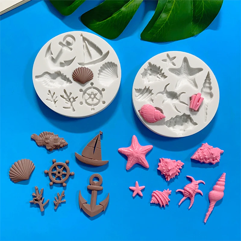 Marine series shell silicone mold conch starfish silicone mold pirate scallop silicone mold baking cake decoration mold.