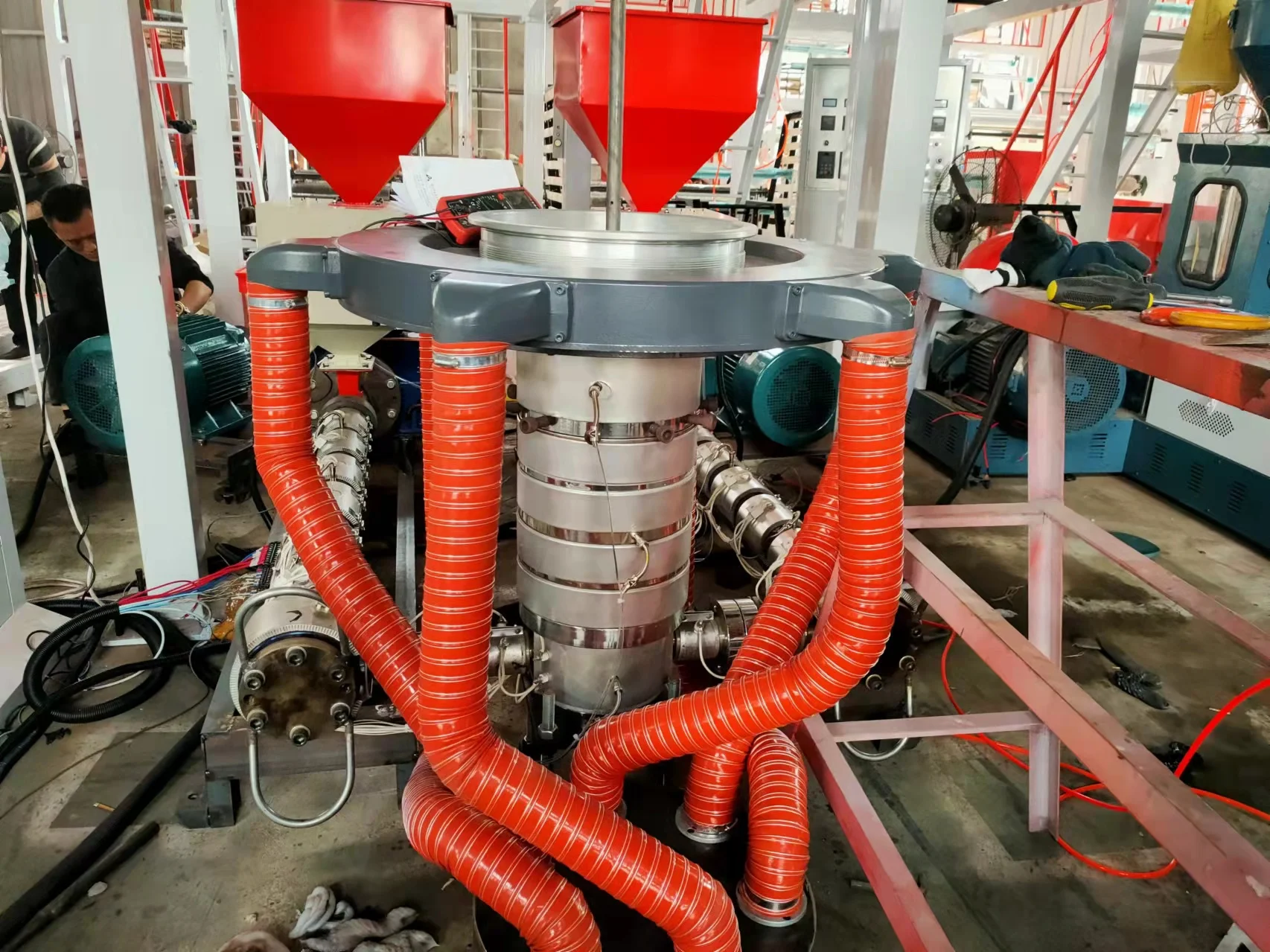 Manufacturer High Speed Double Screw Extrusion Aba Hdpe Ldpe Biodegradable Plastic Rotary Die Head Extrude Film Blowing Machine