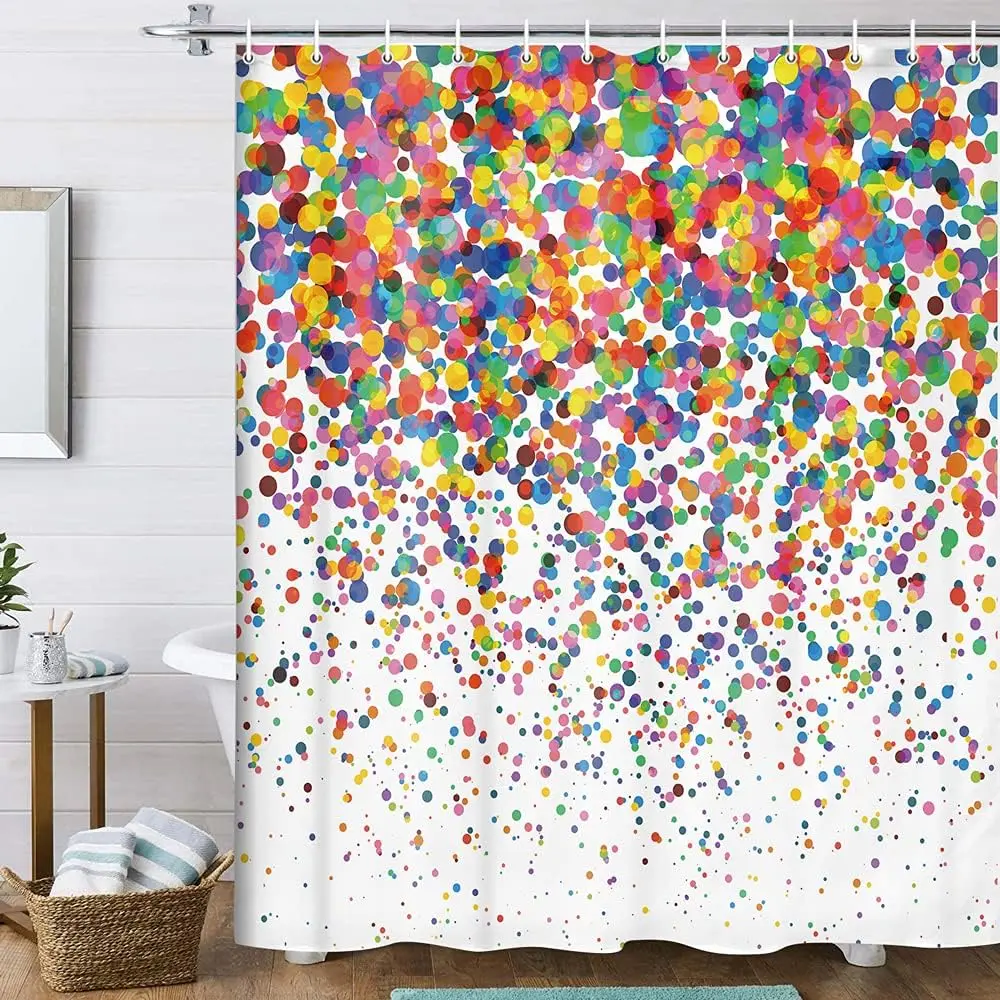 Geometric Color Dot Shower Curtain, Wedding Holiday Party Decoration Shower Curtain, Bathroom Accessories 180X180CM