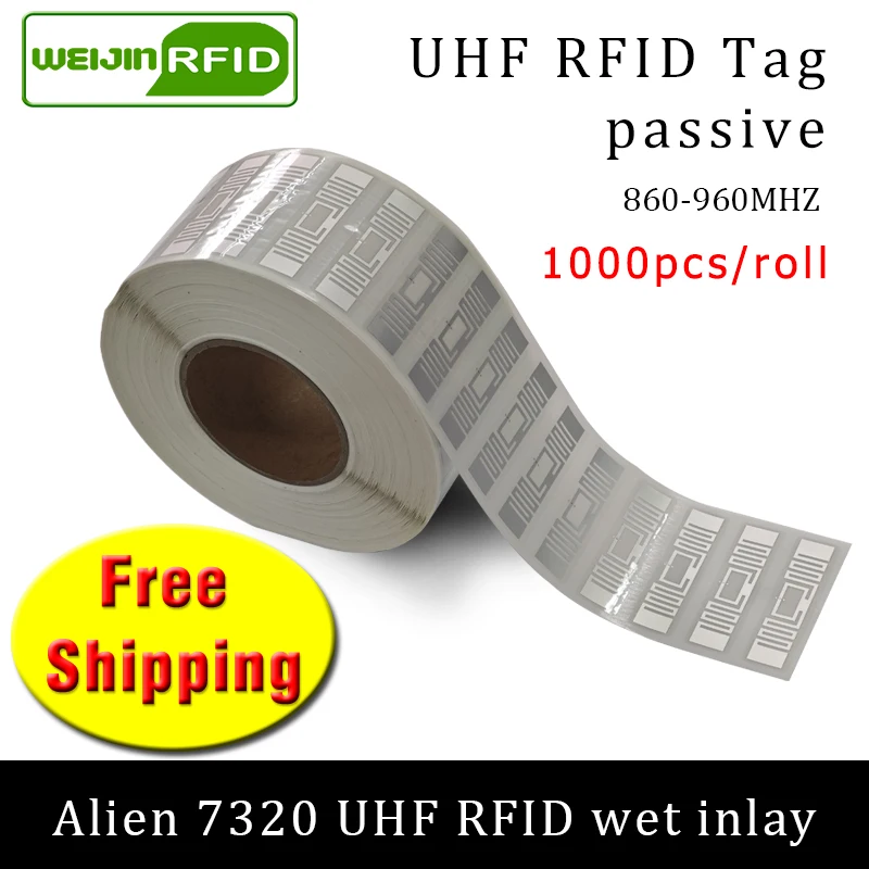 

UHF RFID tag sticker NXP U8 73x20mm EPC6C wet inlay 915mhz868mhz860-960MHZ 1000pcs free shipping adhesive passive RFID label