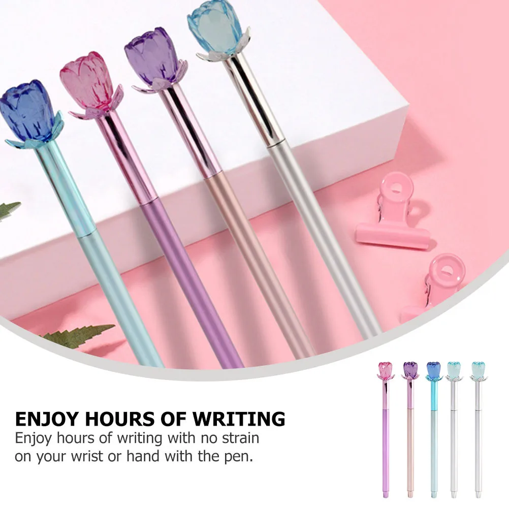 

5Pcs Creative Diamond Shape Gel Pens Black Refill Smooth Flow Writing Comfort Grip Portable Pens for Students Stationery Gift