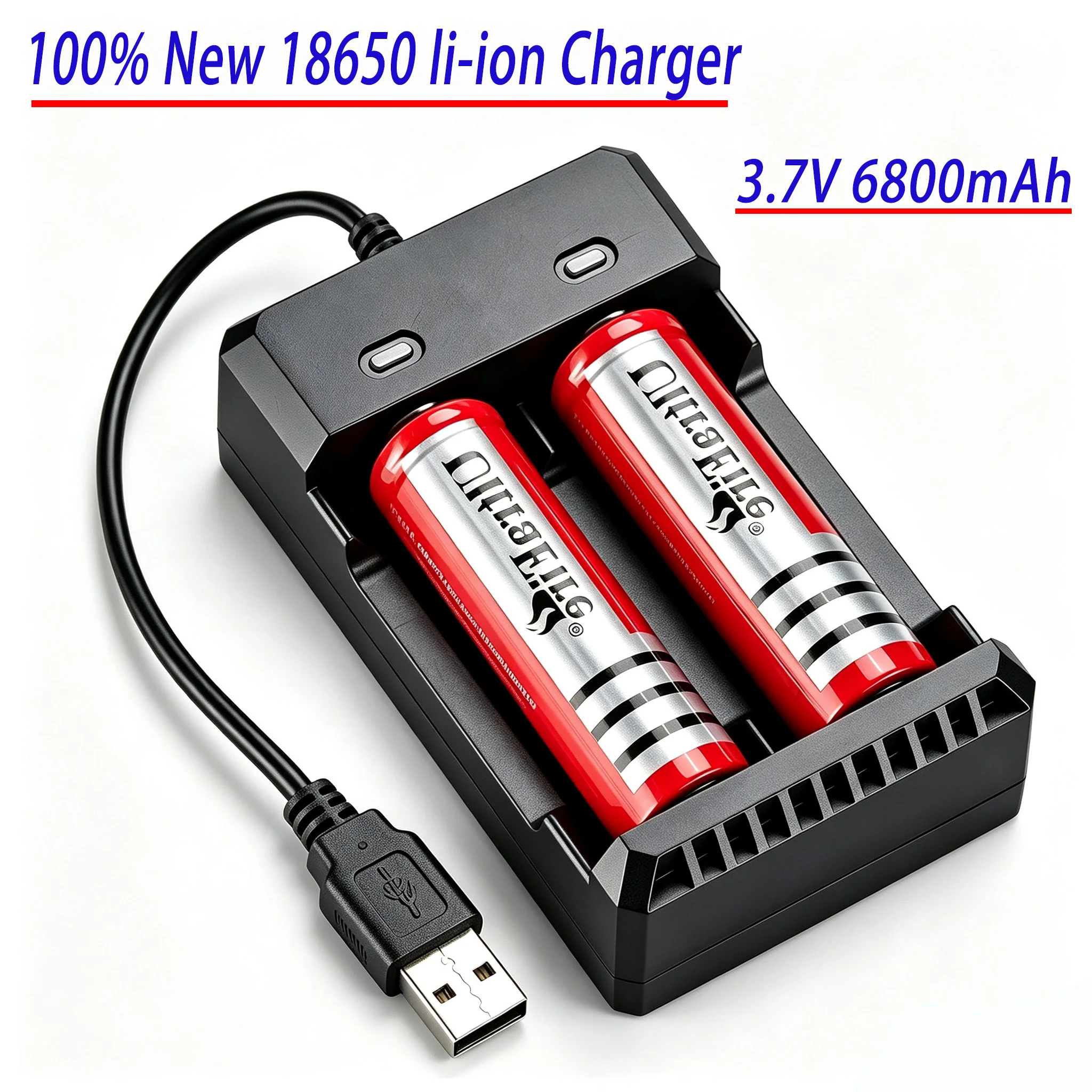 100% New  Rechargable Battery 18650 3.7 V 6800mAh Battery for LED Lantern torch+USB Charger