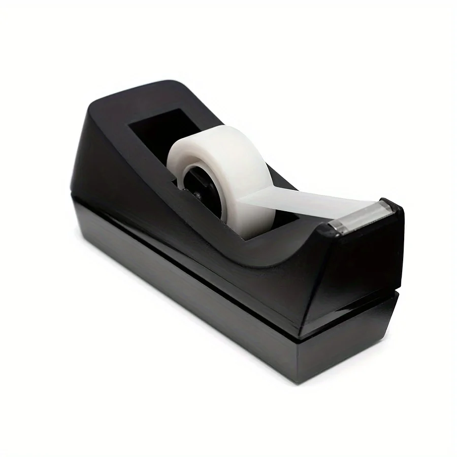 Black Desktop Tape Dispenser - Non-Slip Base - Weighted Tape Roll Dispenser - For Office Home School (Tape Not Included)