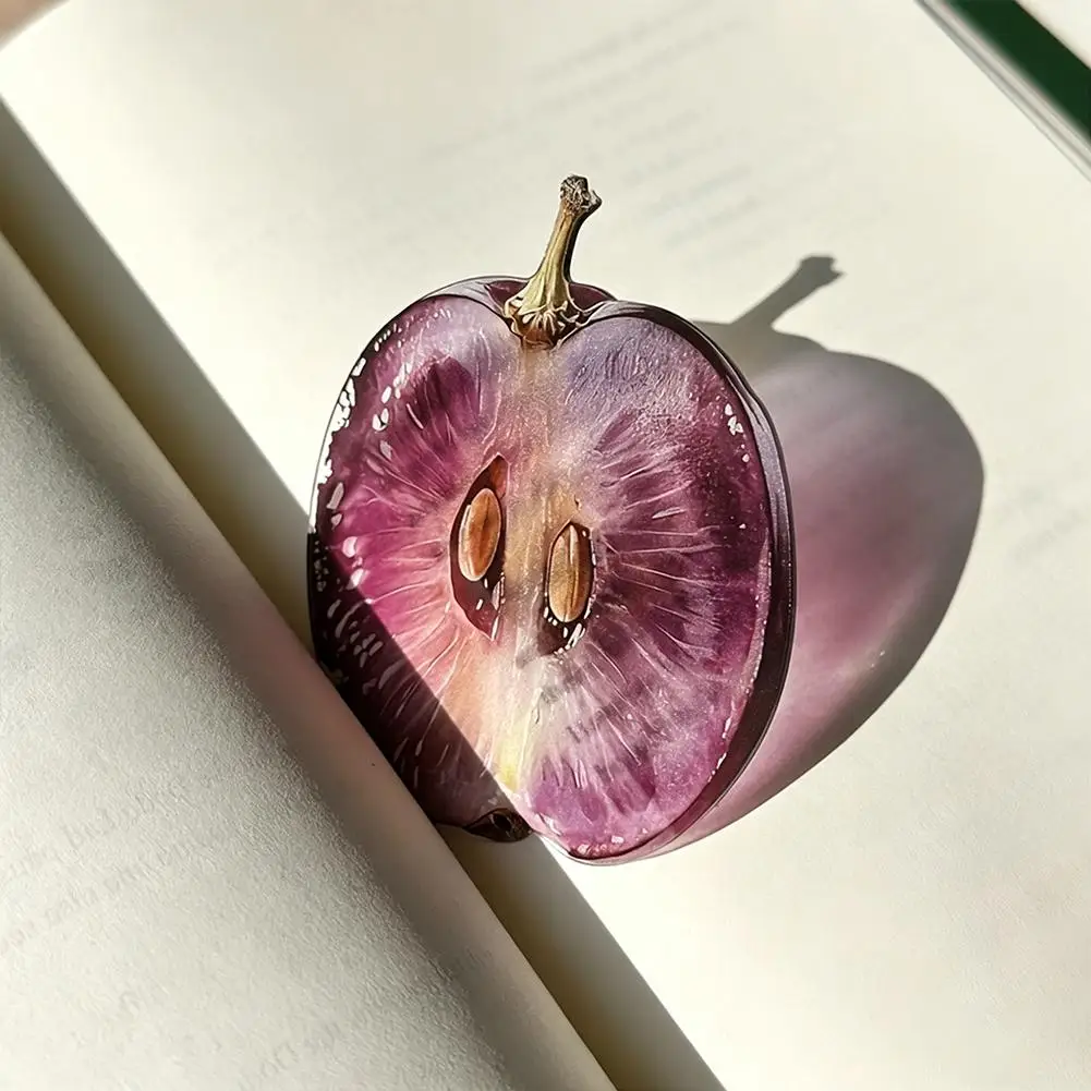 Creative 4pcs Fruit Acrylic Bookmark, Realistic Cherry/Apple/Watermelon Design, Translucent Aesthetic Gift for Book Lovers