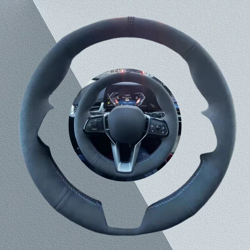 

Чехол на руль автомобиля на заказ для BMW, новая серия 5 i5 2024, замшевая кожа, нескользящие и мягкие аксессуары для салона автомобиля «сделай сам»