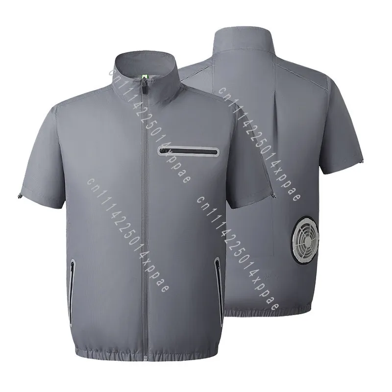 Summer Refrigeration Air Conditioning Clothing, Men's Short-sleeved Clothes with Fans, Outdoor Fishing Site Cooling Overalls