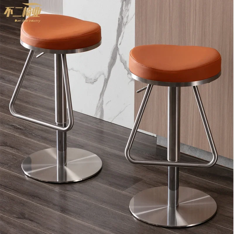 Minimalistic Adjustable Bar Stools Out Back Swivel Design Bar Chair Modern Metal Silla Alta Para Barra Barbershop Furniture