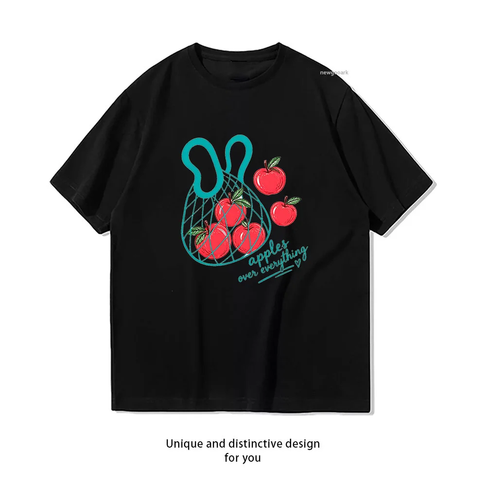 Apples Over Everything Apple Picking T-shirt Woman Man Summer Cotton Graphic T Shirts Adult Casual Streetwear Camisetas Tops