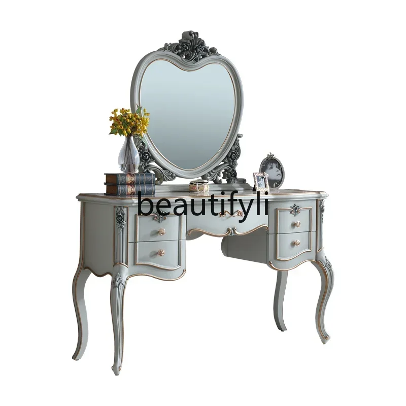 

French solid wood hand-carved dresser dressing table bedroom dressing table