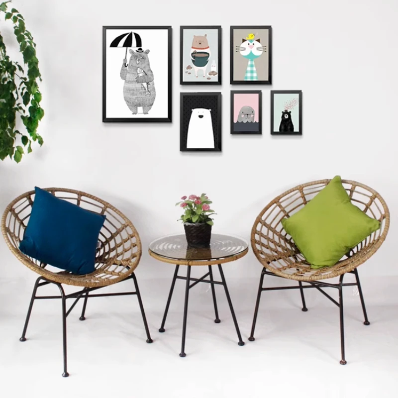 2 SZTUK Modne krzesło księżycowe na balkon Zewnętrzne rattanowe siedzisko wypoczynkowe Okrągła leniwa sofa do ogrodu Wygodne krzesło jajko do relaksu