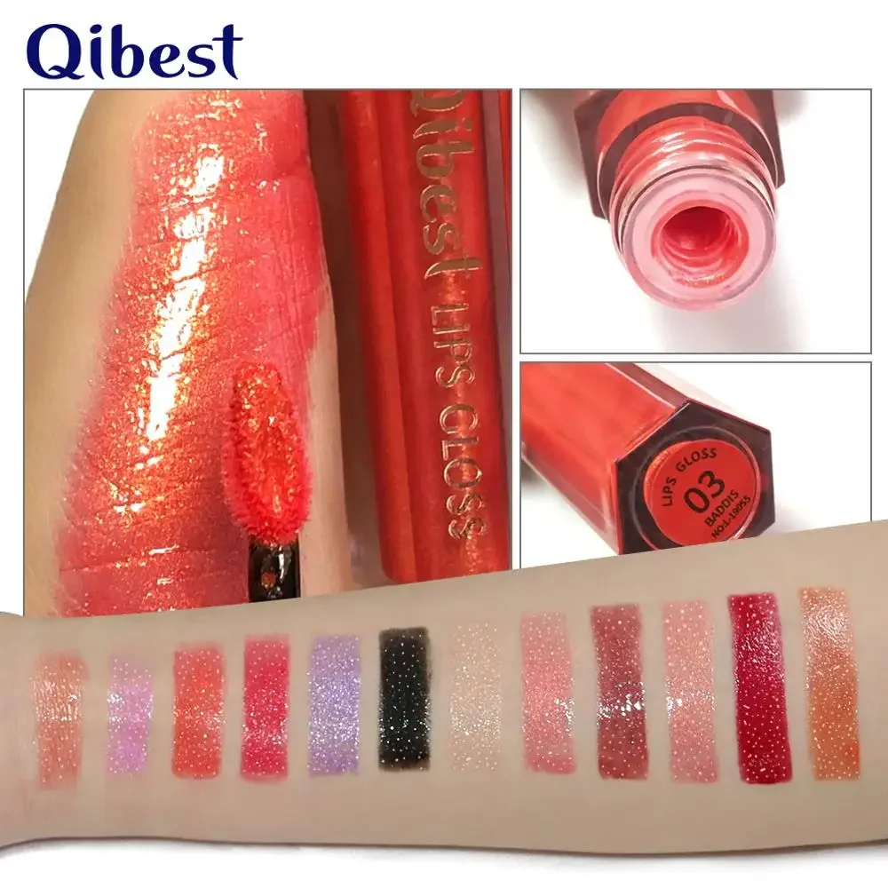 Heallor qibest ลิปสติกทนนานแวววาวของเหลวประกายเพชร12สีไม่ติดลิปกลอสมันเงือกกันน้ำริมฝีปากระยับ