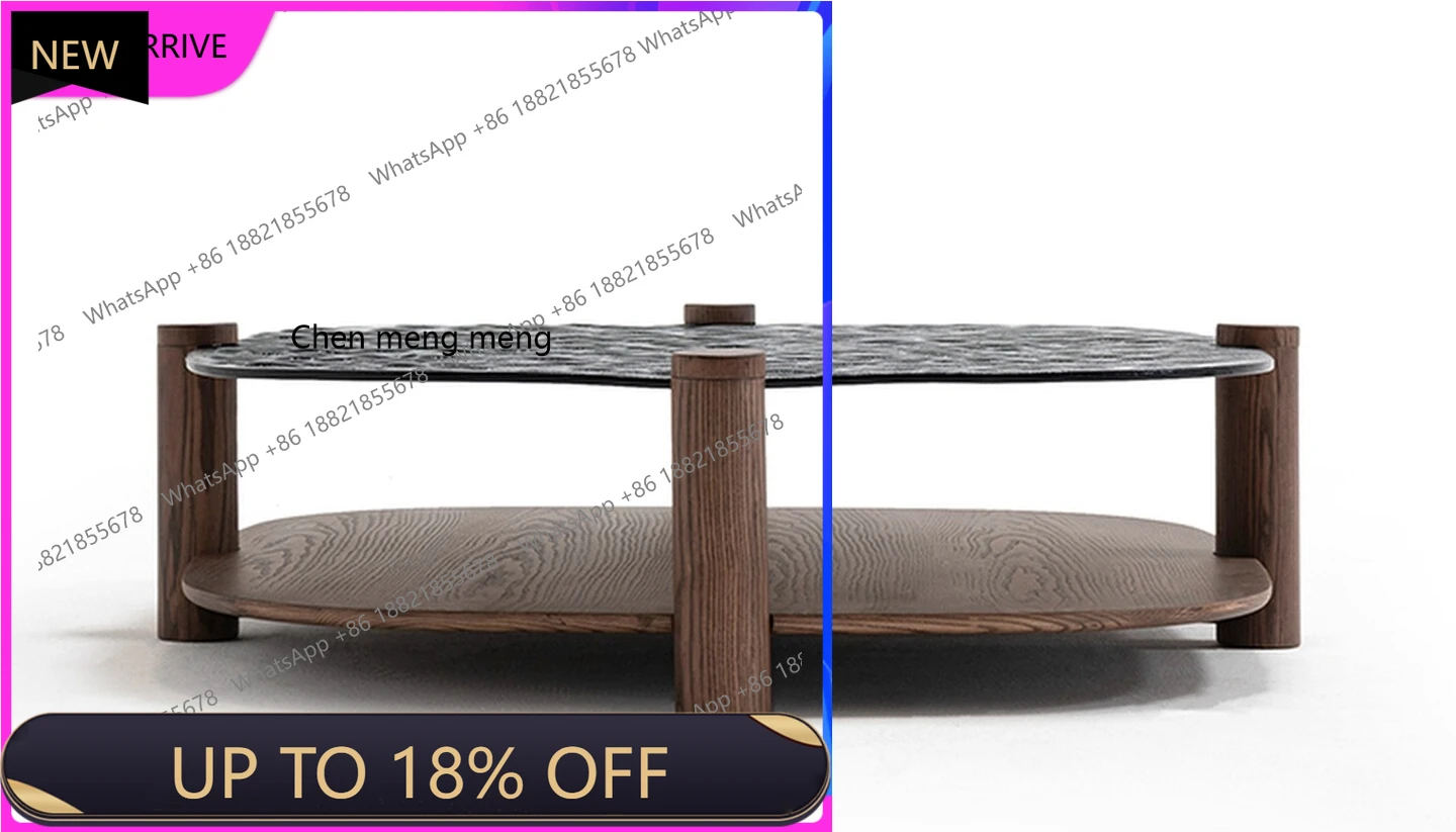 

M78 Minimal glass coffee table living room household solid wood tea table tea table small apartment