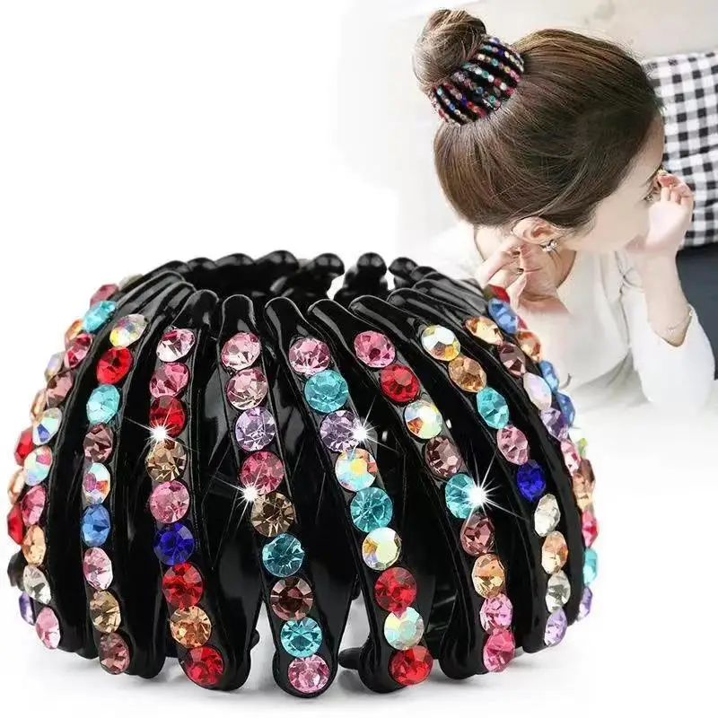 Hair Clip Bird Nest Shaped Hair Holder Magic Crystal Hair Ring Ball Head Hair Device High Ponytail Artifact Hair Accessories