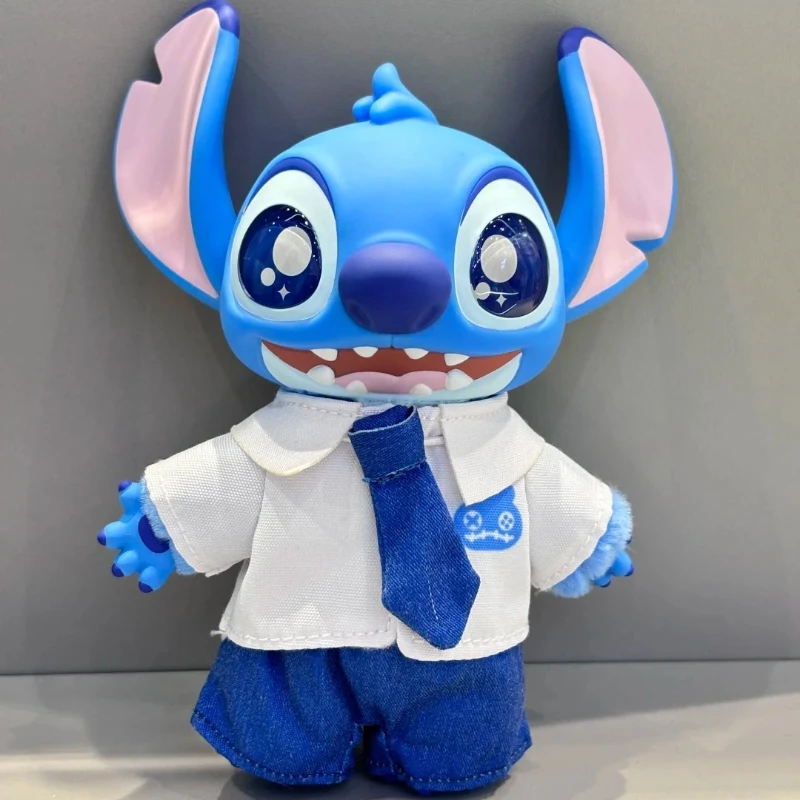 Stitch Dress-Up Show Series-caja ciega de felpa de vinilo, muñeca bonita, ropa divertida a la moda para muñeca bebé, traje, bolsa, colgante, regalo ornamental para el hogar