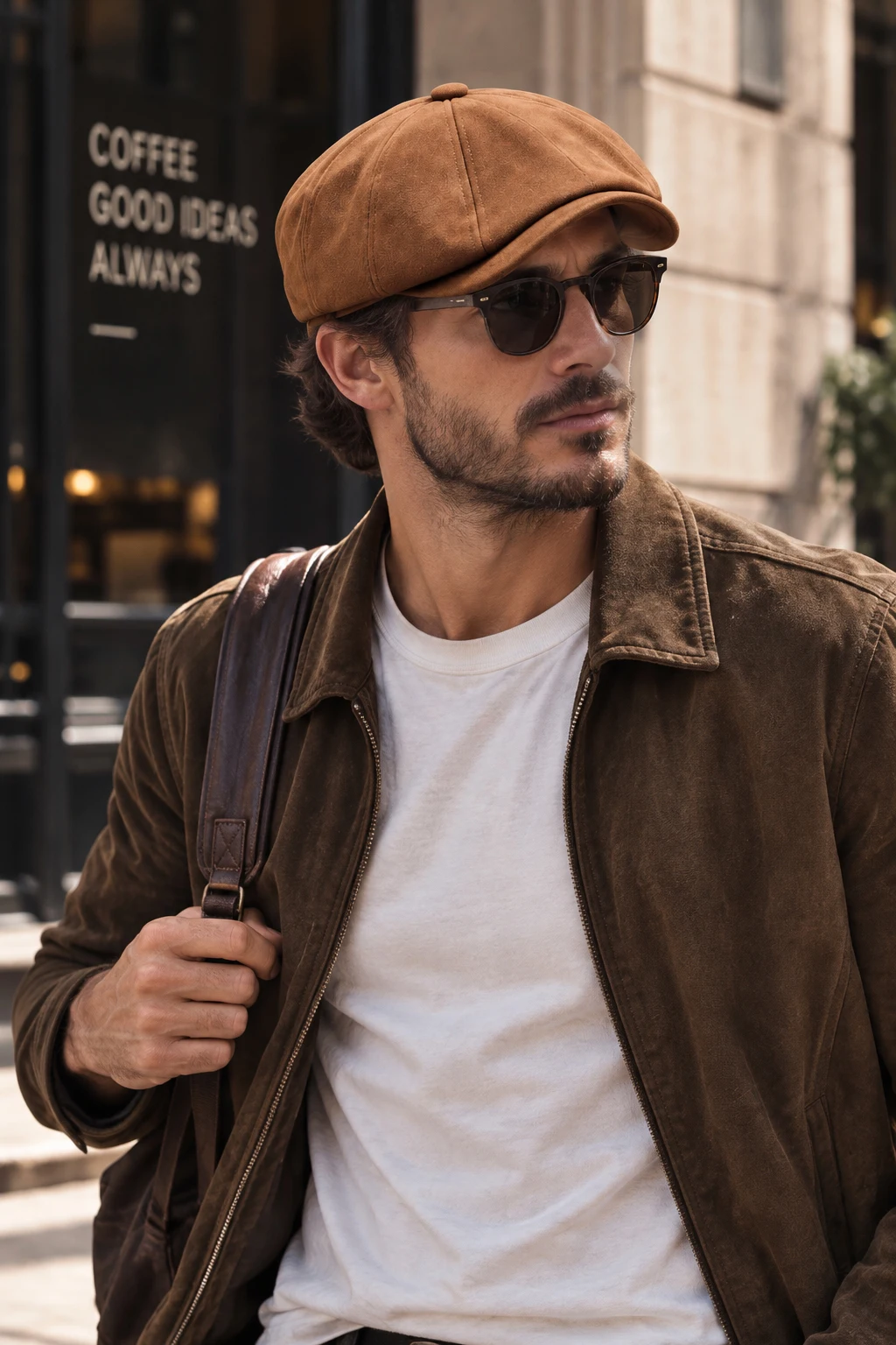 Suede Newsboy Cap for Men Classic Eight Panel Flat Hat Soft Warm Adjustable Vintage Peaked Beret for Casual Driving Wear Golf