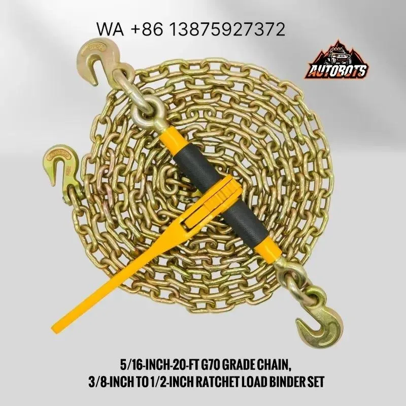 Wmwmnu for AUTOBOTS Chain Binder 3/8 to 1/2 Inch Grade 70 80 Heavy Duty Ratchet Load Binder Alloy 20Ft 5/16 Inch Chain