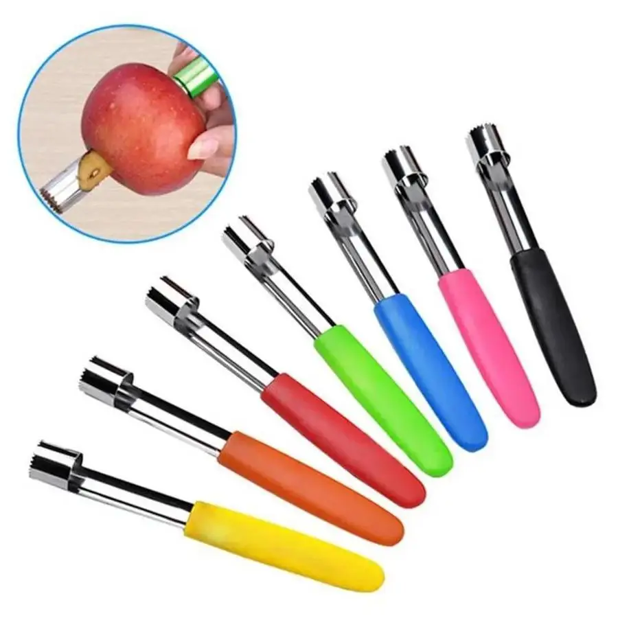 Portable Stainless Steel Fruit Coring Tool For Apple Pear Pepper Vegetable Core Remover Kitchen Gadget Random Color Accessory