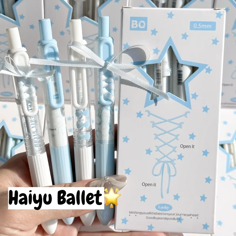 

Pack of 8, Random Styles. Sea Island Ballet Style Gel Pens with Matching Color Ribbons, Includes a Ribbon for DIY Customization, Suitable for Writing on Various Books, 0.5mm Black Ink, Vintage Style Office Signature Writing Tool | Creative Decorative Gift