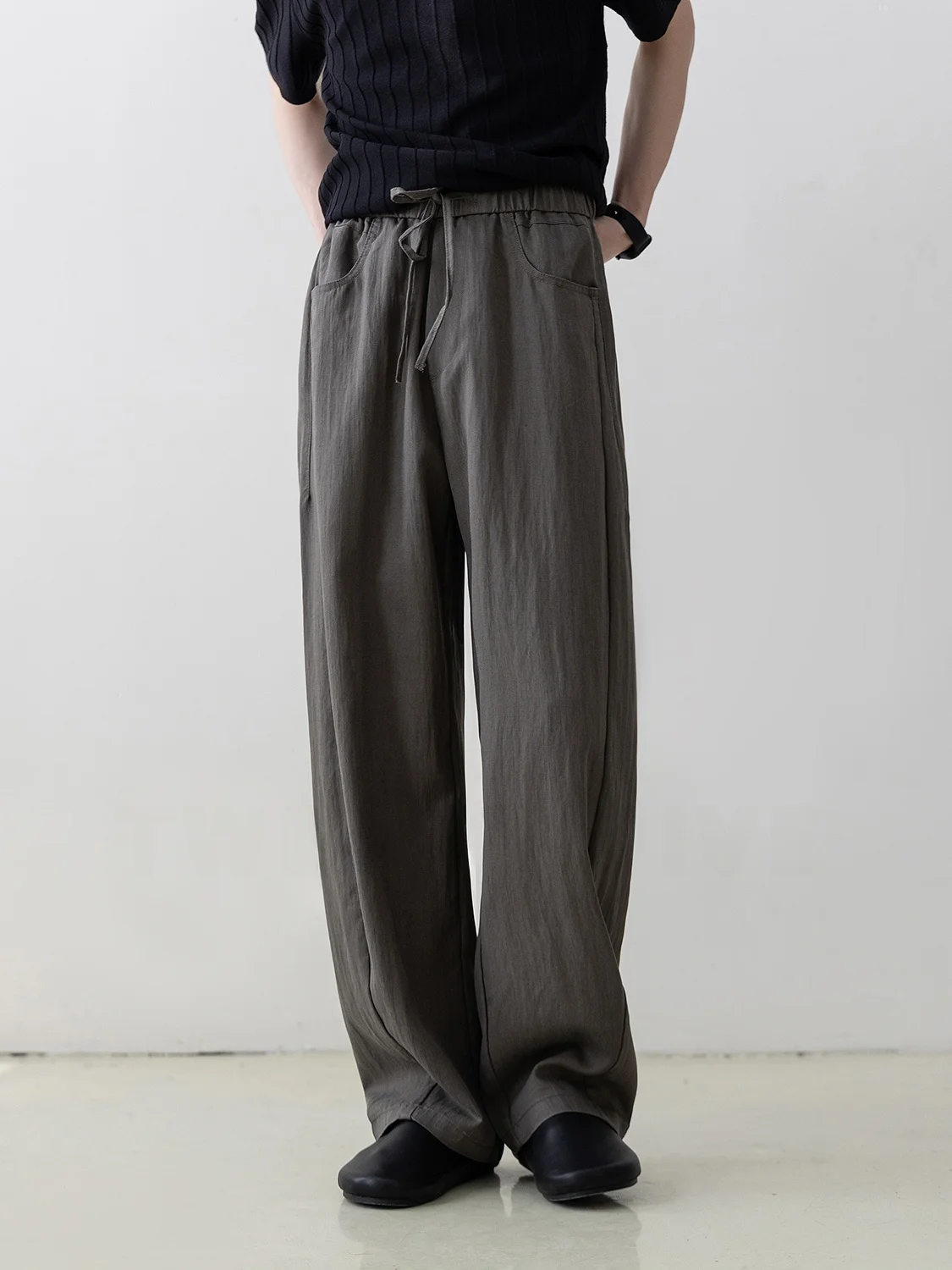 Casual Loose Straight Leg Men's Long Pants Linen Mixed Summer Lightweight Breathable Wrinkle Sensation Cotton Polyester Rayon