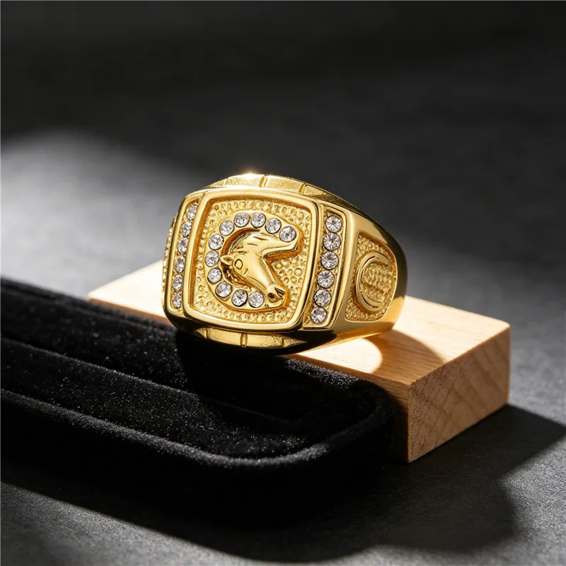 Kalen Edelstahl 3D Göttinnen-Gesichtsring Vergoldet Vintage Griechische Mythologie Schlangenhaar-Gorgone Statement-Ring Rock-Schmuck